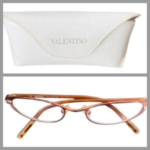 Valentino Authentic Vintage Women's Bronze Metal Eyeglasses with Original Case